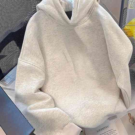 Женское стильное оверсайз худи из тринитки на флисе Меланж Одесса