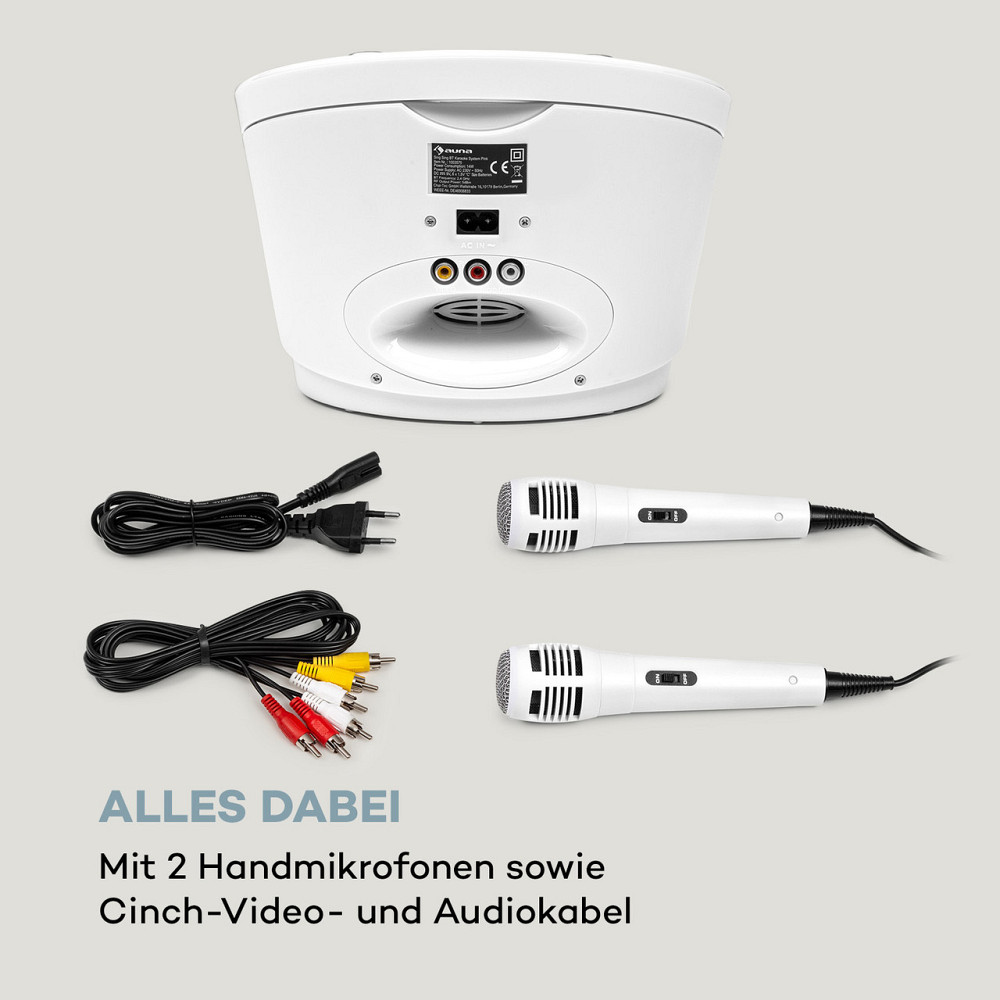 Караоке-система SingSing BT 2 мікрофони CD-плеєр BT Світлодіодний світловий ефект Мобільний білий (Німеччина, Рівне - фото 9