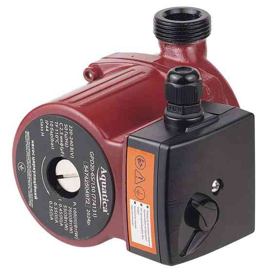 Насос циркуляційний 100Вт Hmax 6м Qmax 75л/хв Ø1" 130мм+гайки Ø¾" AQUATICA (774131) Рівне