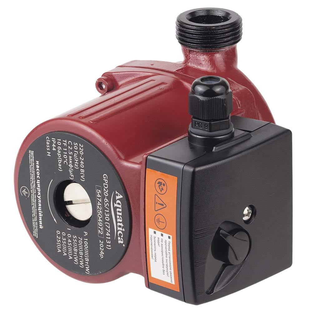 Насос циркуляційний 100Вт Hmax 6м Qmax 75л/хв Ø1" 130мм+гайки Ø¾" AQUATICA (774131) Рівне - фото 3