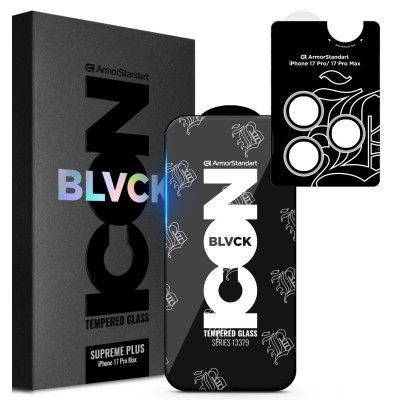 Стекло защитное Armorstandart Supreme Plus Black Icon Apple iPhone 17 Pro Max (ARM86404) Винница - изображение 1