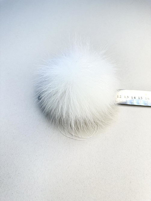 Помпон на шапку з хутра песця 10-12 см Білий Харків - фото 1