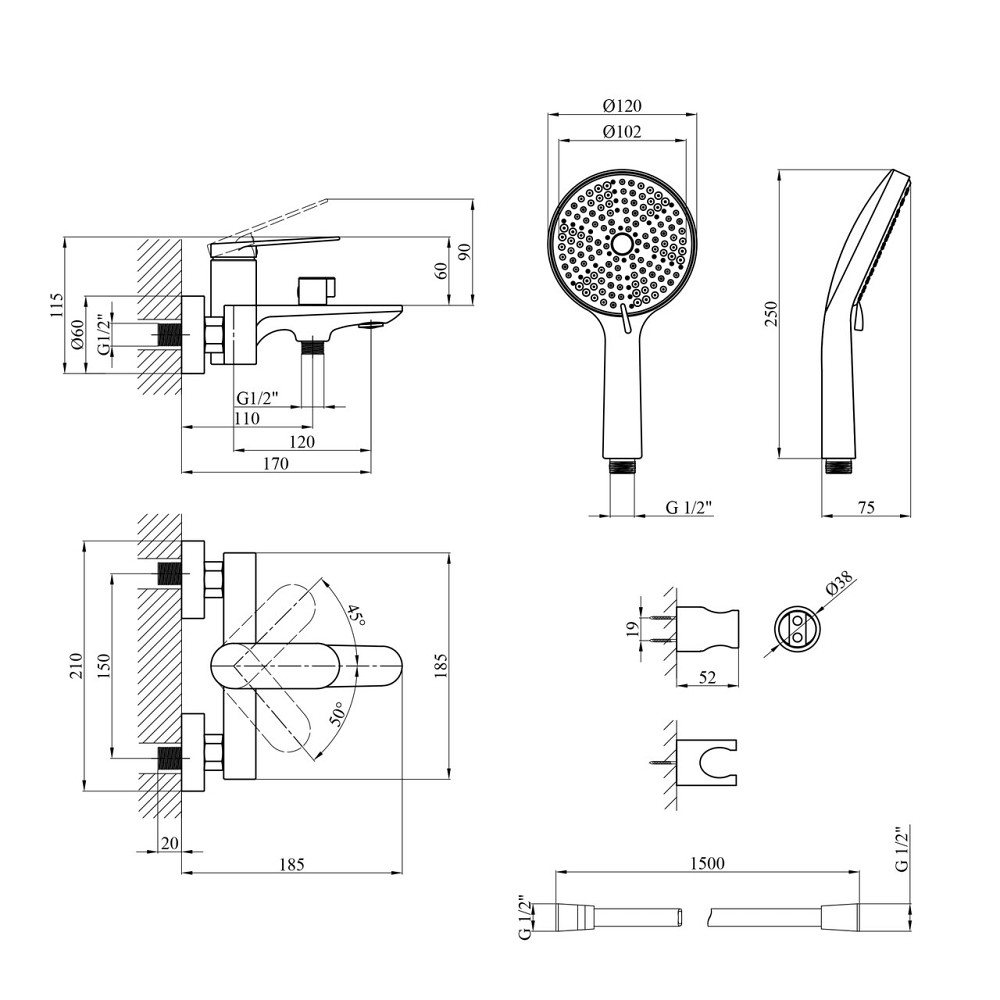 Смеситель для ванны Kroner Element 211315-0101 Киев - изображение 2
