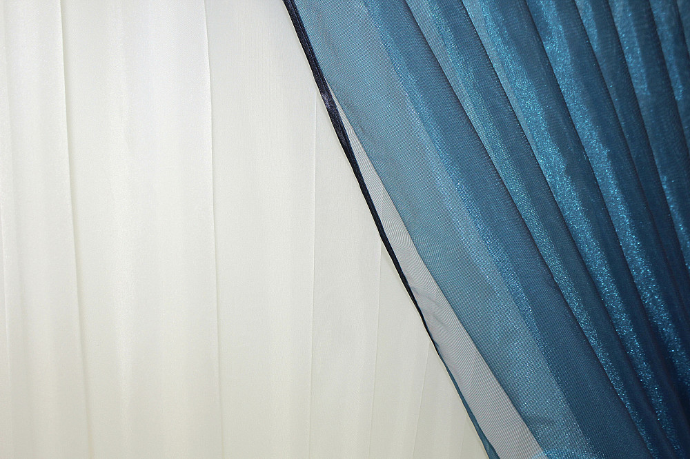 Кухонные шторки VR-Textil № 101к с подвязками молочный с синим 330х170 см (52-0309) Киев - изображение 6