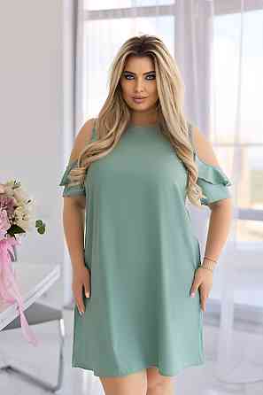 Летнее платье женское с вырезами на рукавах Rossa 54-56, Оливковый Киев