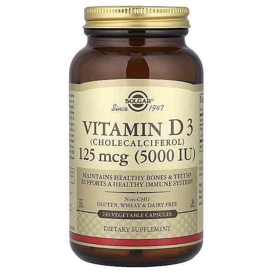 Вітамін D3 (Vitamin D3), Solgar, 5000 МО 240 капсул Київ