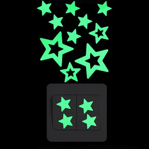 Фосфорна наклейка Зірки 10 на 10 см салатовий Київ - фото 1