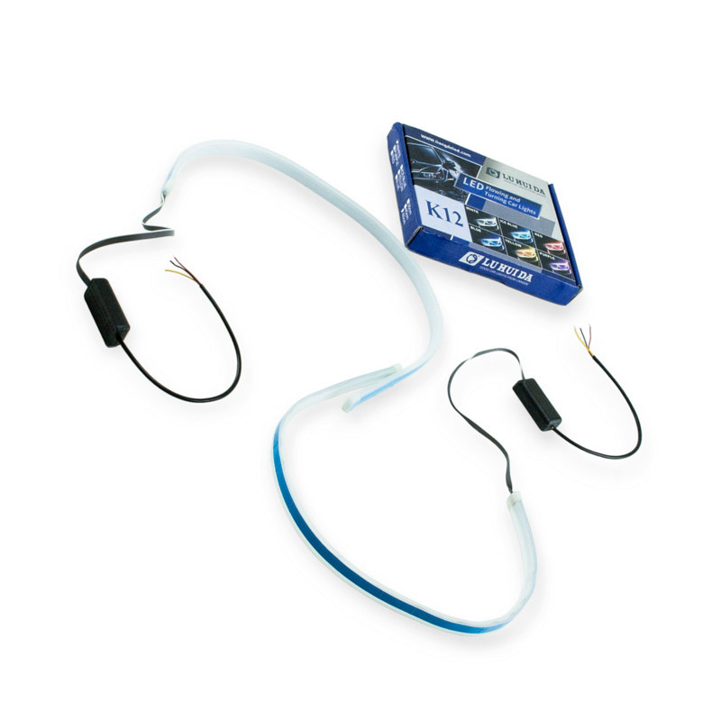 Ходовые гибкие 60см белый желтый ( с бегающим поворотником) 12-24V огни Мукачево - изображение 1