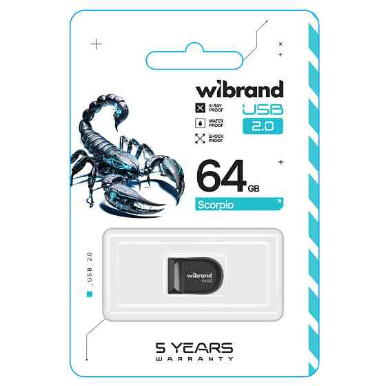 Флешка flash Wibrand USB 2.0 Scorpio 64Gb Black WI2.0 / SC64M3B Одеса