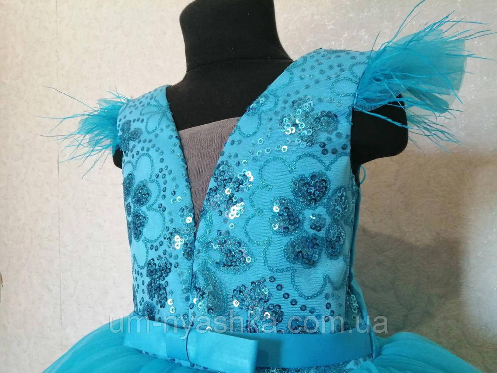 Детское нарядное платье удлиненное сзади голубое 116-134 Кривой Рог - изображение 3