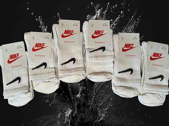 Дитячі високі якісні бавовняні шкарпетки білі в наборі по 6 штук Nike. Розмір 31-34 Київ