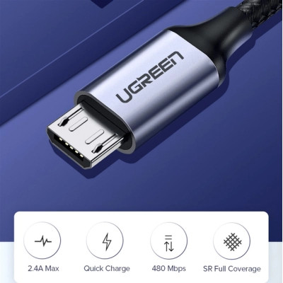 Дата кабель USB 2.0 AM to Micro 5P 1.5m 2A US290 black Ugreen (60147) Винница - изображение 3