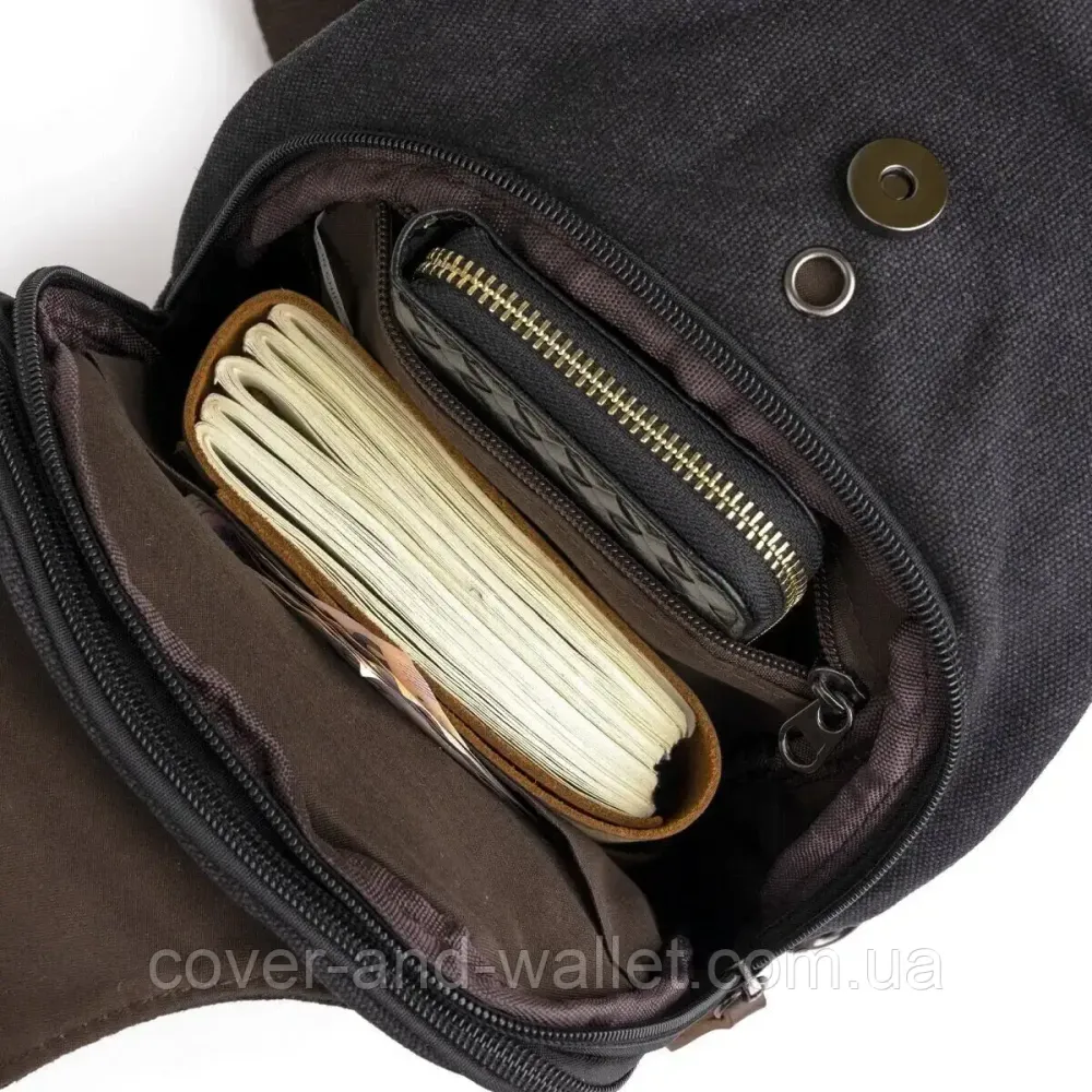 Удобная мужская сумка слинг через плечо из качесвенного текстиля Puos Киев - изображение 6