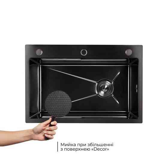 Мойка для кухни интегрированная Lidz Handmade H6845HB Decor Black PVD Honeycomb 3,0/1,0 мм LDH6845HDECBLM49445 черная Киев