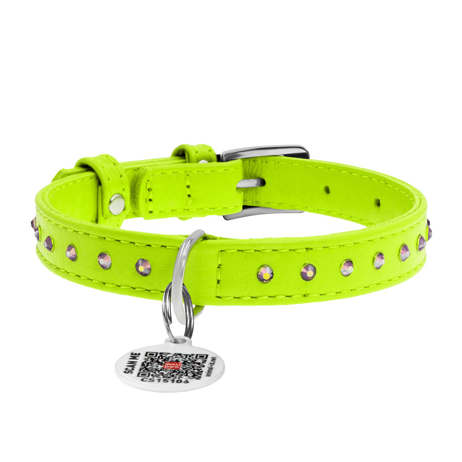 Нашийник для собак шкіряний WAUDOG Glamour з QR паспортом, з клейовими стразами, Ш 15 мм, Дов 2 Коломыя - изображение 2