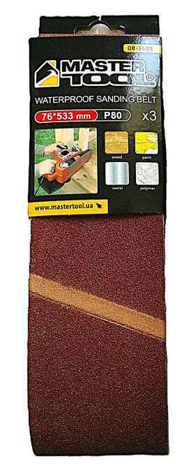 MASTERTOOL Стрічка шліфувальна MASTERTOOL зерно 80 76×533 мм 3 шт 08-3408 Коломия - фото 1