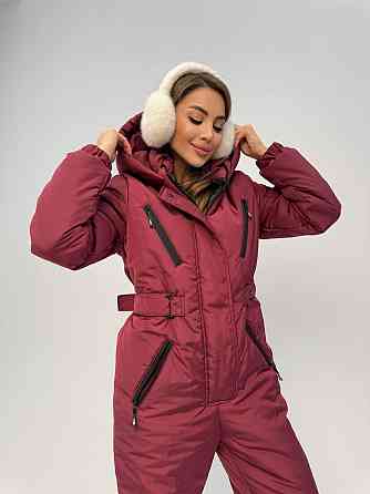 Женский теплый комбинезон из плащёвки на синтепоне Бордовый, 42/44 Одесса