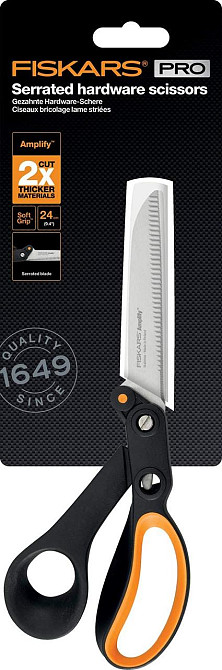 Ножницы для тяжёлой работы с зазубренным лезвием 24 см Fiskars (1020223) Нержавеющая сталь Нововолынск - изображение 5