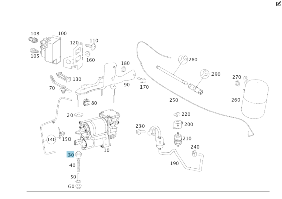 Mercedes-Benz  A2203270830 Гумовий буфер кронштейна компресора пневмопідвіски S-class short W220 CL C216 S-class short W221 S-class long V220 S-class  Одеса