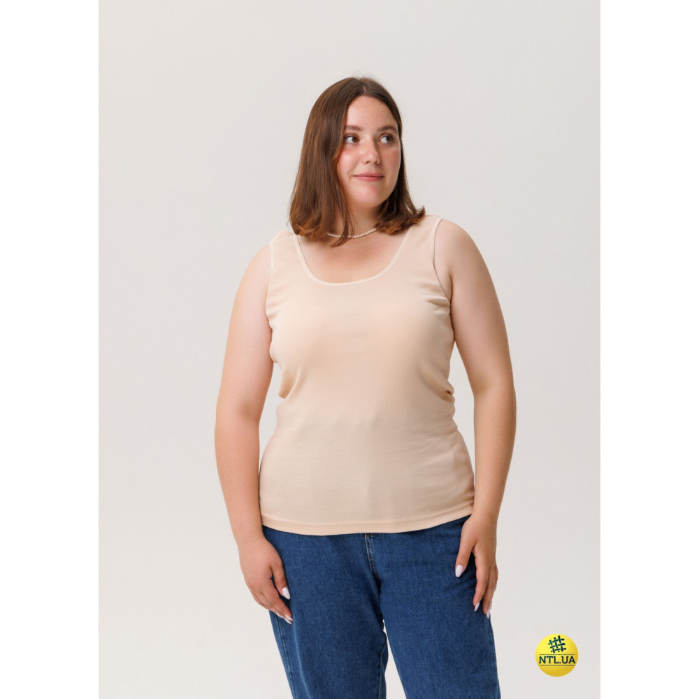 Базова однотонна жіноча майка з бавовни на широких бретелях Наталюкс 21-2110 Київ - фото 5