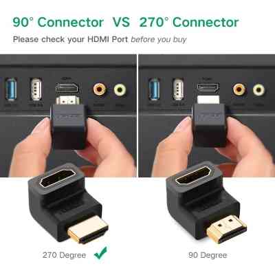 Перехідник HDMI M to HDMI F 90° corner UP HD112 black Ugreen (20110) Вінниця