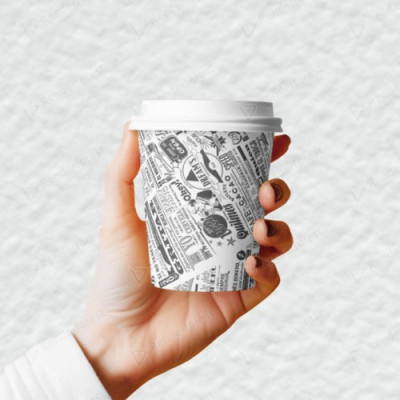 Стаканы одноразовые Romus Drink time бумажные 180 мл 50 шт. Газетка черная (R180507711) Винница - изображение 1