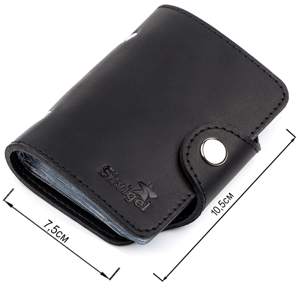 Визитница вертикальная Shvigel 13909 кожаная Черная Киев - изображение 3