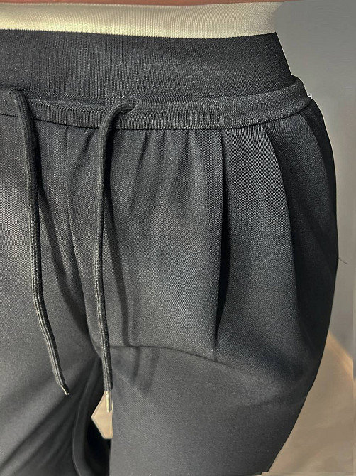 Брюки женские A-N 25110 палаццо широкие высокая талия на резинке со шнурком черные, черный, L Киев - изображение 15