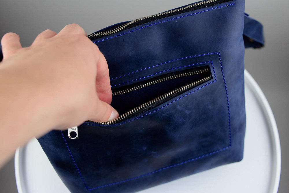 Сумка-месенджер з натуральної шкіри Crazy Horse, через плече (Синій) Суми - фото 3