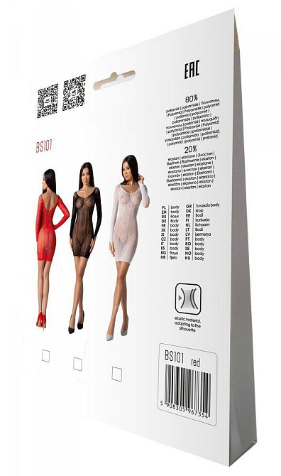 Полупрозрачное мини-платье Passion BS101 One Size, red, рукава-митенки Sex Aura Киев - изображение 7