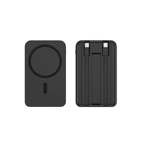 Павербанк беспроводной магнитный 10000мАч Powerbank с быстрой зарядкой, откидной подставкой, черный Каменец-Подольский