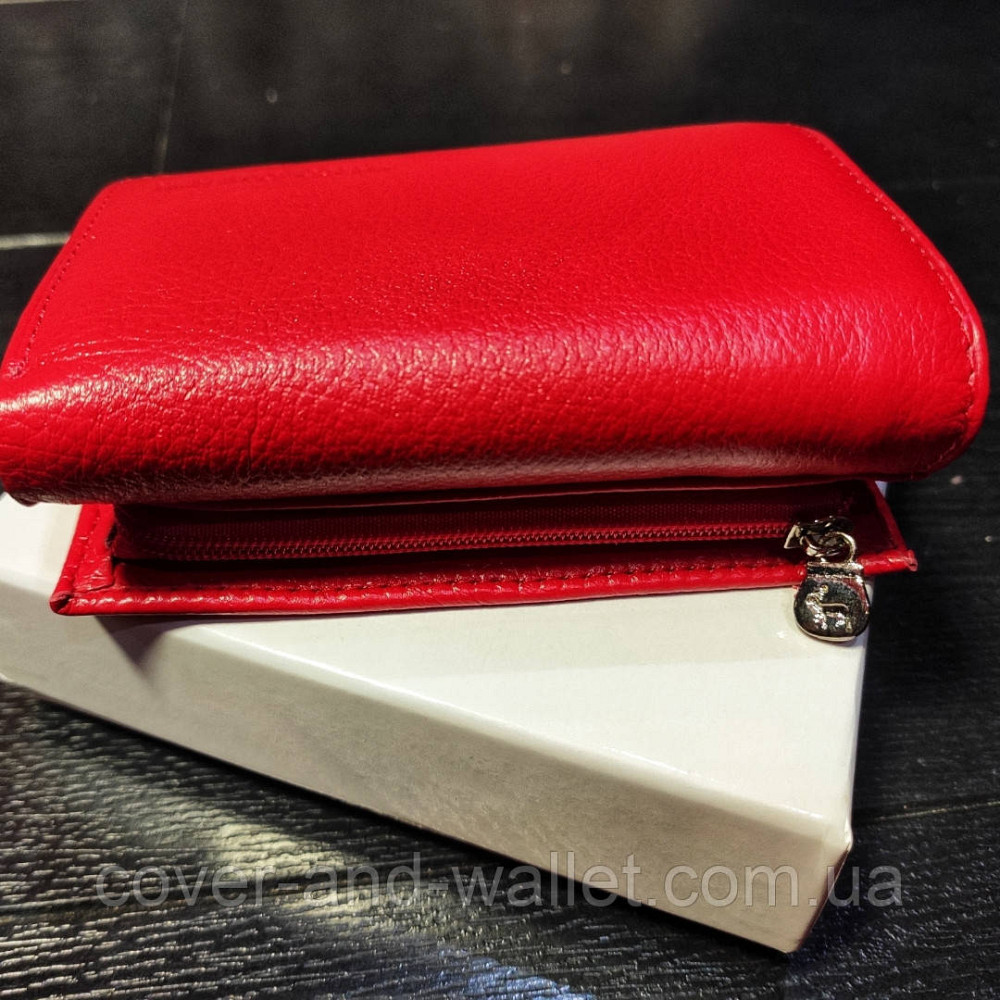 Компактный кожаный женский кошелек на магнитах красного цвета Marco Coverna 1419 Киев - изображение 7