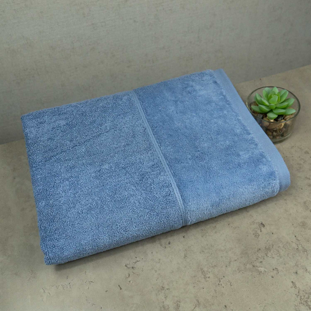 Набір рушників велюр/махра 2шт GM Textile 50x90см, 70x140см Преміум якості Milado 550г/м2 (Синій) Суми - фото 2