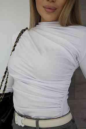 Базовий жіночий лонгслів з драпіруванням "Sweet" | Норма і батал Білий, 42-44 Київ