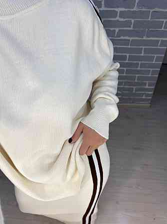 Костюм жіночий My fashion 2024402 светр оверсайз та довга спідниця гудзики в'язка смуга one size мол Одеса