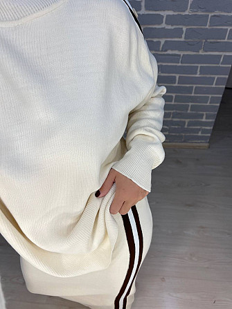 Костюм жіночий My fashion 2024402 светр оверсайз та довга спідниця гудзики в'язка смуга one size мол Одеса - фото 5