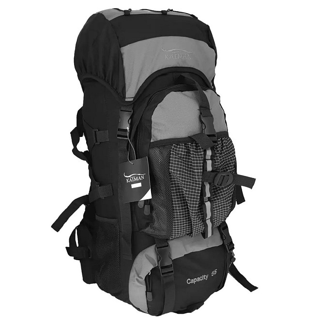 Рюкзак туристичний KAIMAN 55 л чорно-сірий Київ - фото 11