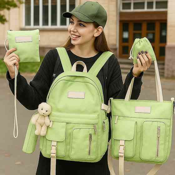 Рюкзак с сумками 5в1, Салатовый / Городской рюкзак / Рюкзак подростковый / Детский рюкзак / Портфель Киев