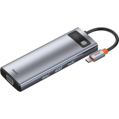 Концентратор Baseus USB3.1 Type-C to USB C(PD)100W/HDMI 4K 30Hz/VGA/USB3.2/RJ45/SD+TF,9in1 Grey (CAHUB-CU0G) Винница - изображение 1