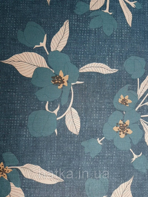 Шпалери вінілові Lutece Melody 51196701 квіти синє листя біле на темно-синьому в крапку тлі Київ - фото 1