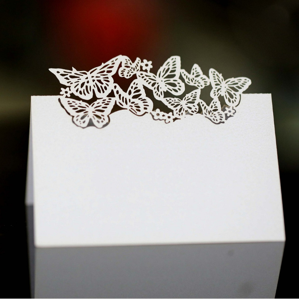 Посадочні картки з метеликами фігурні 10 штук 90 на 45 мм білий Київ - фото 3