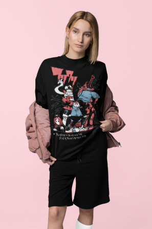 Футболка для мальчика аниме Харуко Харухара Хеавй Аниме оверсайз (рост от 165 до 180 ) Черний AnimeJ0641m Днепр