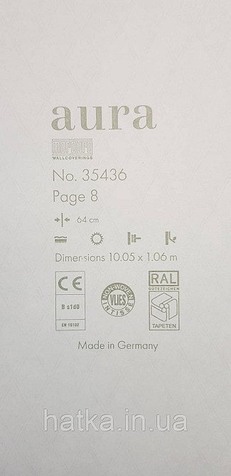 Шпалери вінілові на флізеліні Marburg Aura метрові смуги сіточкою структурні світло-сірі сріблясті Київ - фото 3