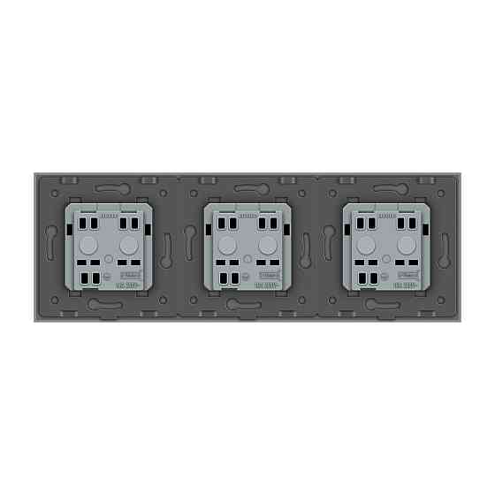 LIVOLO Розетка тримісна універсальна Livolo сірий скло (VL-C7FCT22-6IP) Коломия