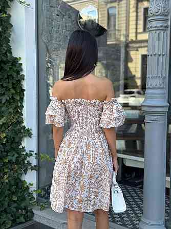 Женское легкое принтованное платье из турецкого батиста Бежевый, 46/48 Одесса