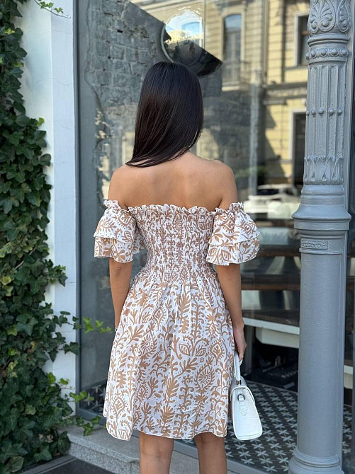 Жіноче легке принтоване плаття з турецького батисту Бежевий, 46/48 Одеса - фото 2