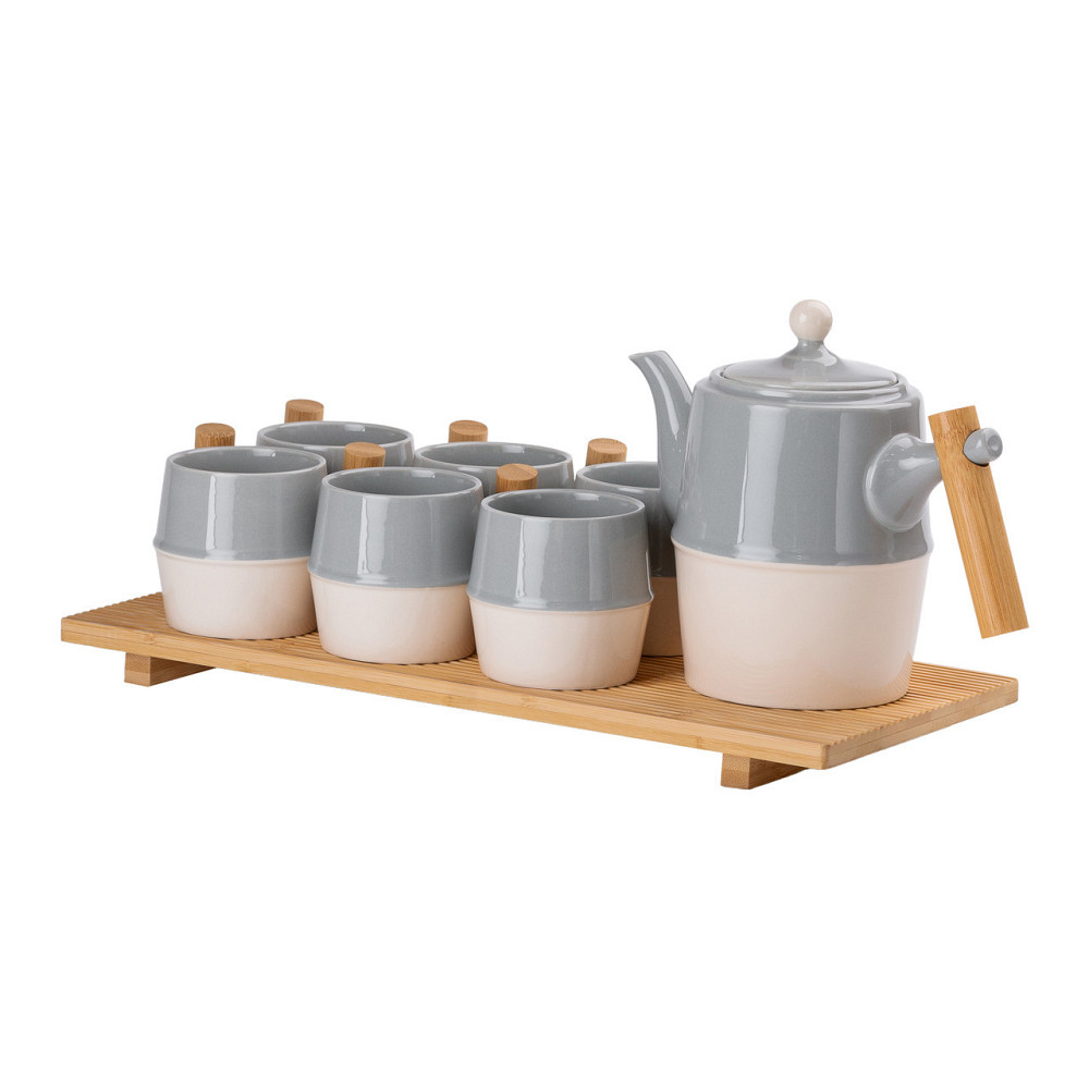 Чайний сервіз на 6 персон з бамбуковою підставкою сірий HP-15-22 Київ - фото 4