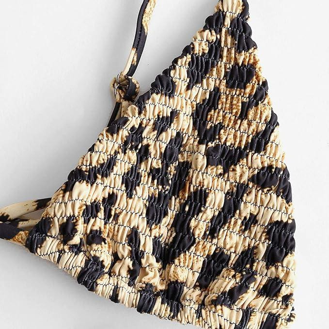 Женский раздельный купальник бикини ZAFUL, двойка с леопардовым принтом на завязках М/10/38 открытый, тренд Киев - изображение 3