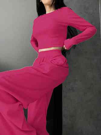 Жіночий костюм штани з лонгслівом Малиновий 46/48 Харків