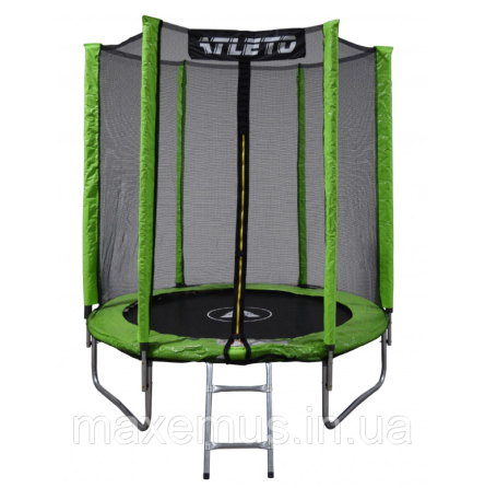 Батут детский с защитной сеткой 183 см батут Atleto с лестницей для детей и взрослых зеленый Мостиска